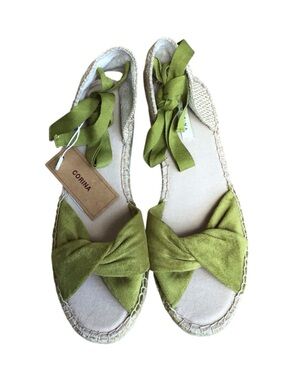 Corina Green Suede Ankle Tie Espadrille Sandals NWT